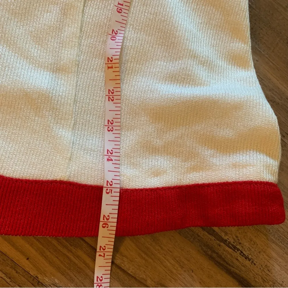 Calais Made In USA Vintage Retro 1960’s Colorblock Red White Buttons Sweater 16 - Image 8