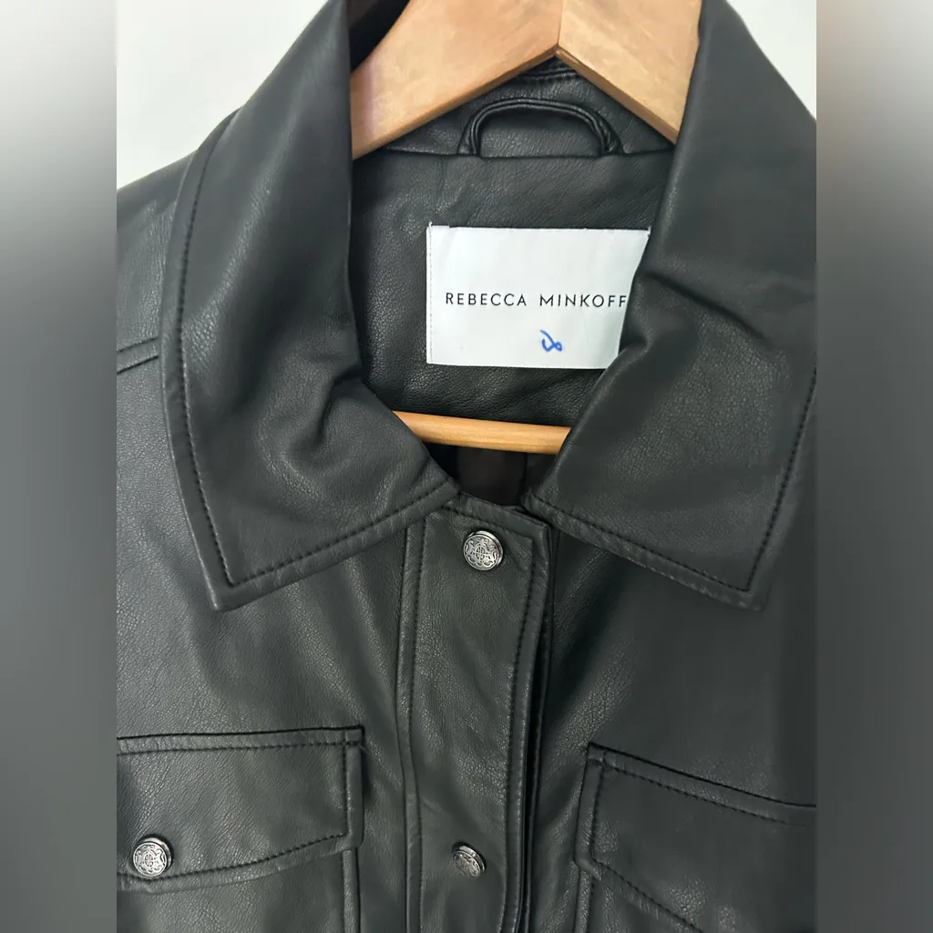 $300 Rebecca Minkoff Black Faux‎ Leather Top Size 8 - Image 4