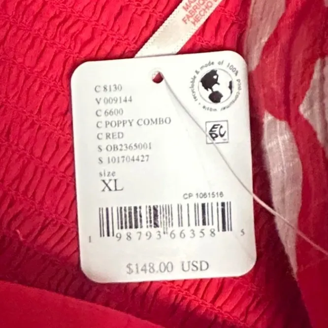 Free People Red White Floral Print Smocked Halter Crop Top Skirt Set Sz XL Boho - Image 7