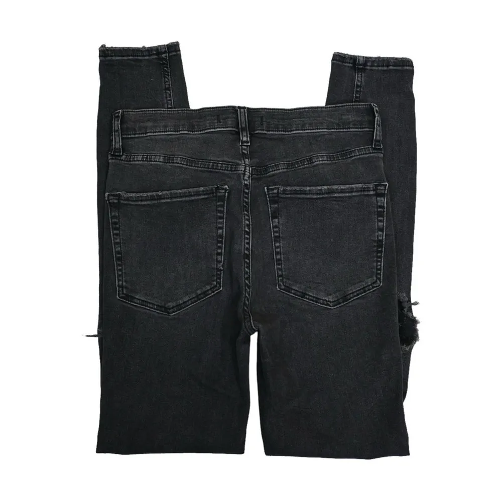 Free People Womens 27 Faded Black Distressed Skinny Jeans - Image 5