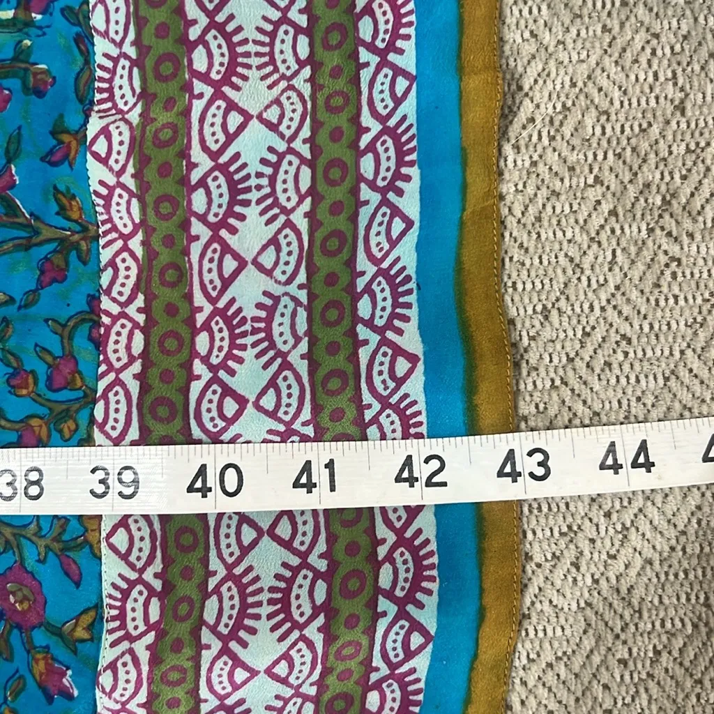 Floral Patterned Fabric silk dress Blue Size 2X - Image 9