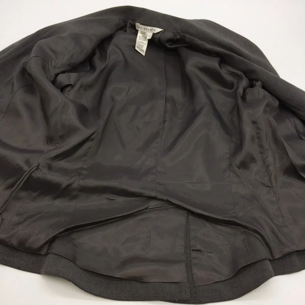 Max Studio Gray 3/4 Sleeve Feminine Blazer w/Flower Detail @Waist Wrap Closure-4 - Image 10