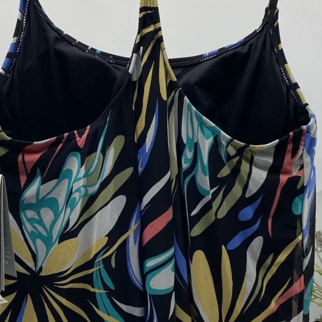 COCO Reef Contours Current Bra Sized Mesh Layer Tankini Top in Retro Swirl 36D - Image 6