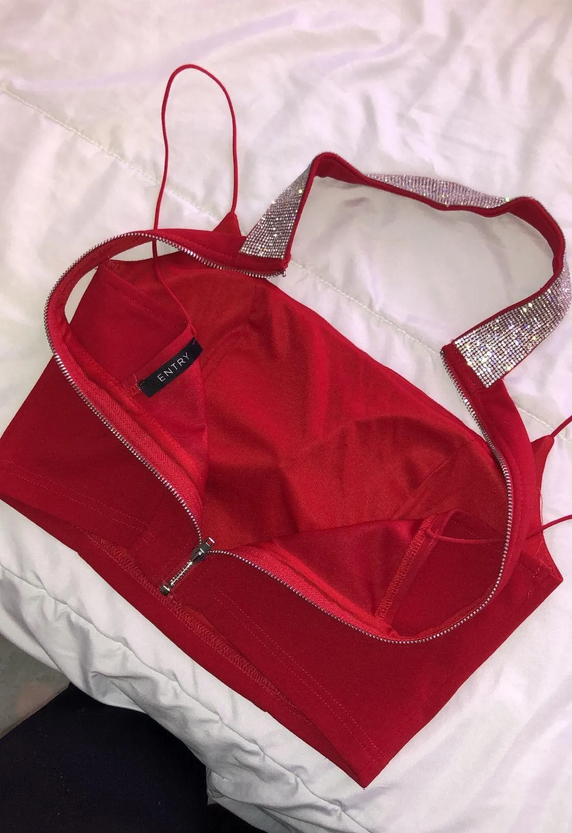 Red Two Piece Rhinestone Set Size Small - Image 4