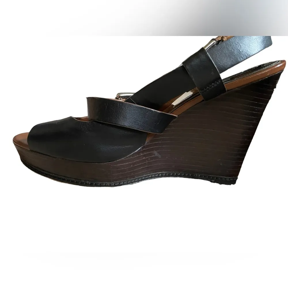 Coach Black Double Buckle Strappy Open Toe Platform Wedge Women’s Size 8 - Image 4