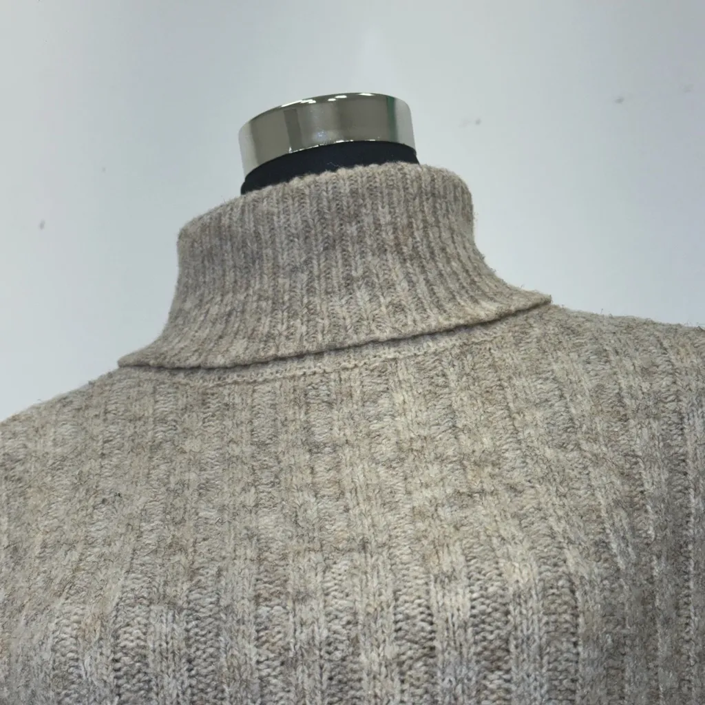 William Rast  Ribbed Turtleneck Sweater XS Neutral Knit - Image 7