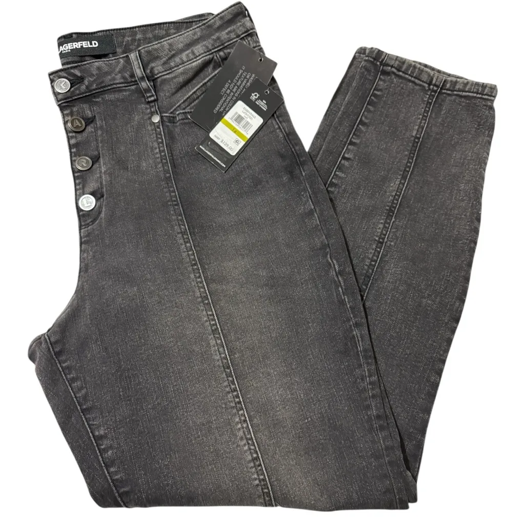 Karl Lagerfeld Paris High-Rise Button Front Jeans – Size 14 - Image 4