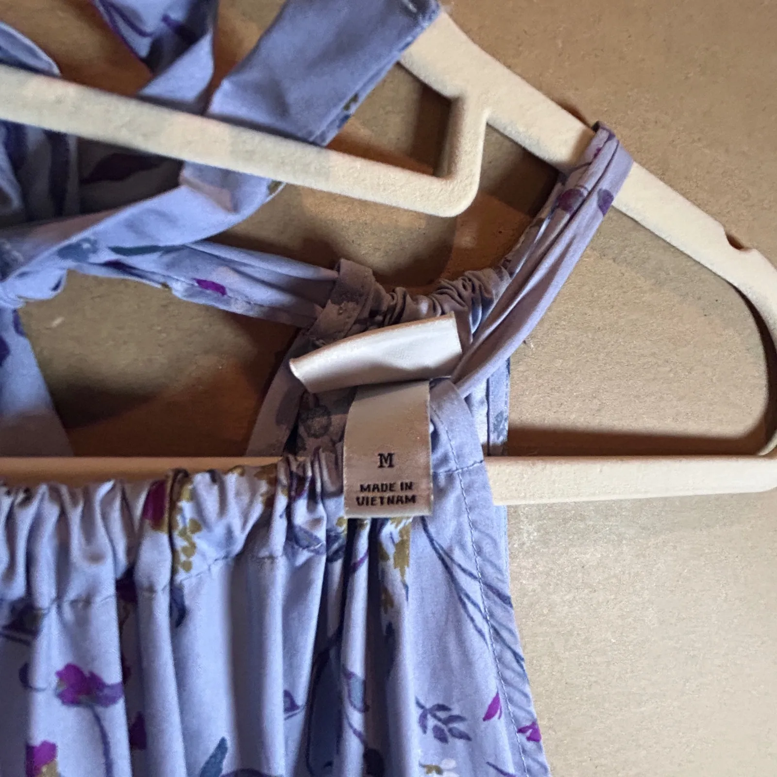 Light Blue Floral Tiered Halter Maxi Midi Dress Women's Size M - Image 5