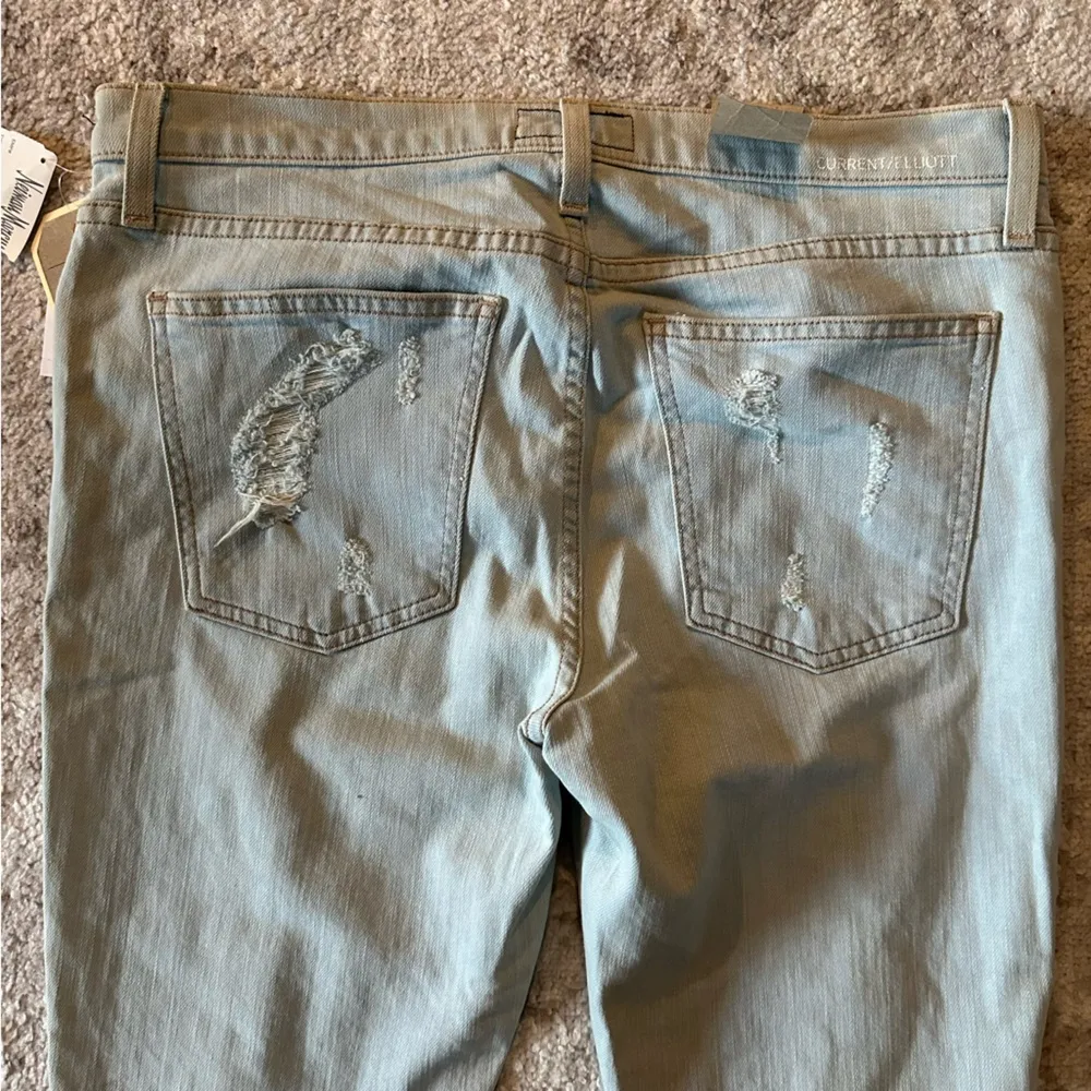 Current Elliott The Stiletto Cropped Skinny Chalky Indigo Shredded Jeans NEW - Image 6