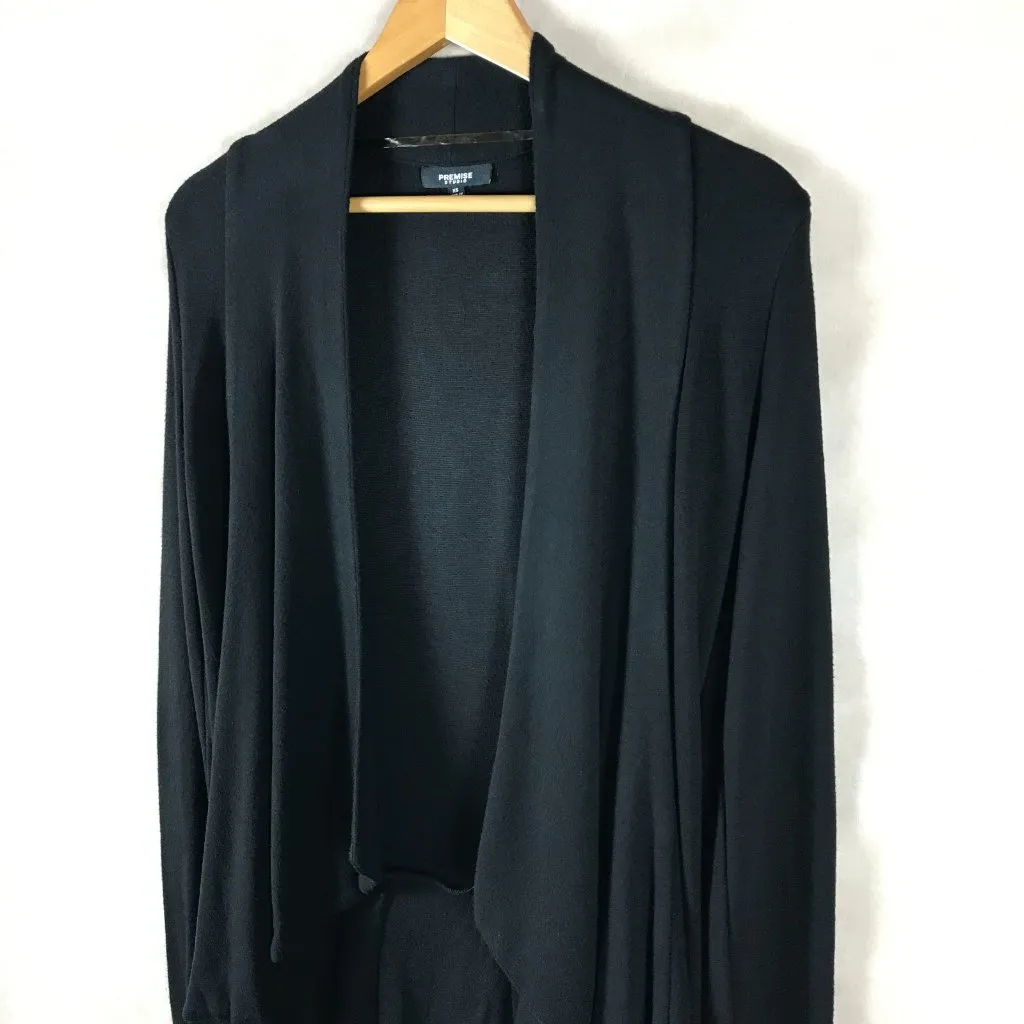 PREMISE Black Open Front Cascade Cardigan Size XS - Image 3