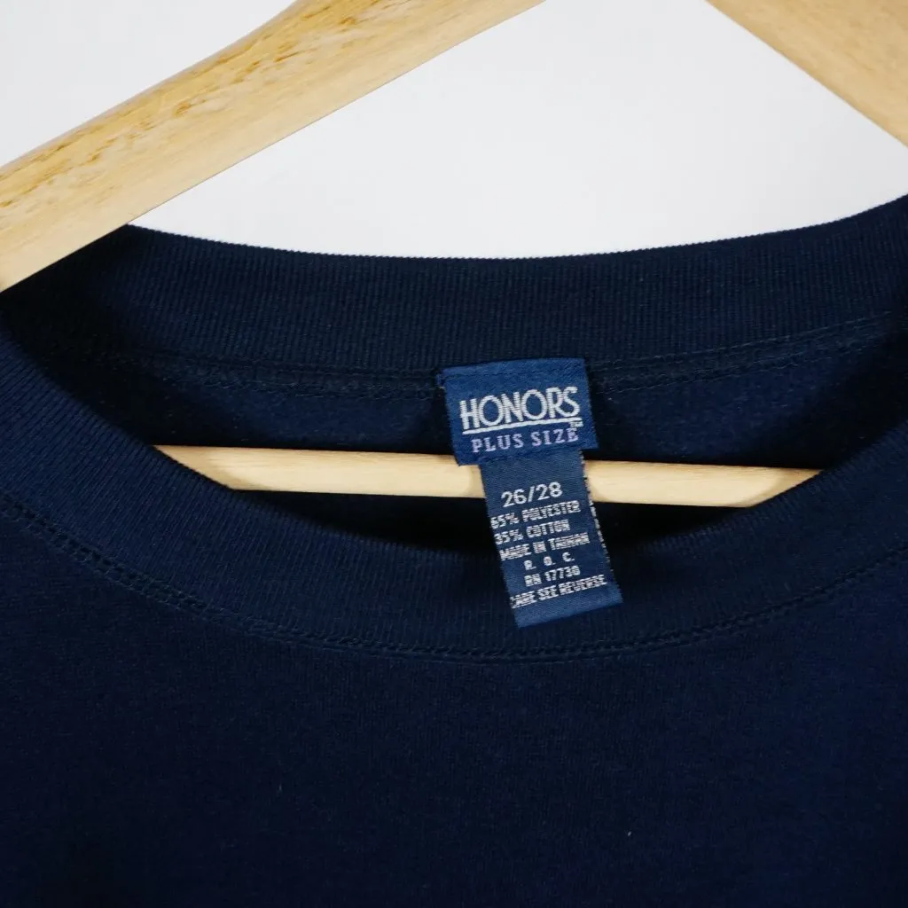 Honors Plus Size 26/28 Christmas Stocking Navy Blue Sweatshirt Vintage - Image 4