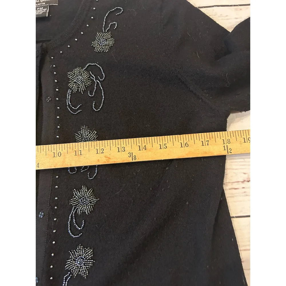 Alexandra Bartlett Petite Size Med Black Sweater Beaded Detail Holiday Vintage - Image 6
