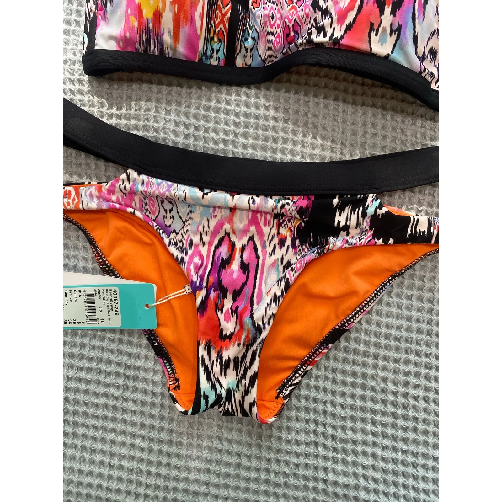 Seafolly Women's Beach Gypsy High Neck Swim Top And Hipster Bottoms Size 10 - Image 12