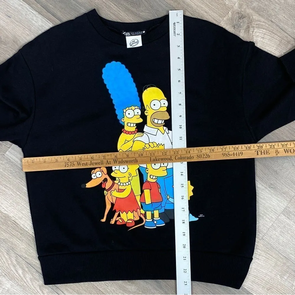Zara The Simpsons Graphic Print Sweatshirt Black Small - Image 13