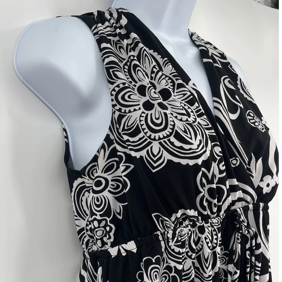 EnFocus Y2K Surplice Babydoll Dress Sz 8 Coastal Retro Boho Resort Monochrome - Image 5