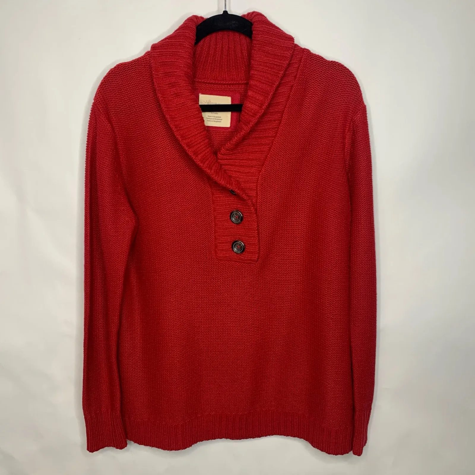 Natural Reflections Red Henley Shawl Collar Sweater Sz XL - Image 5