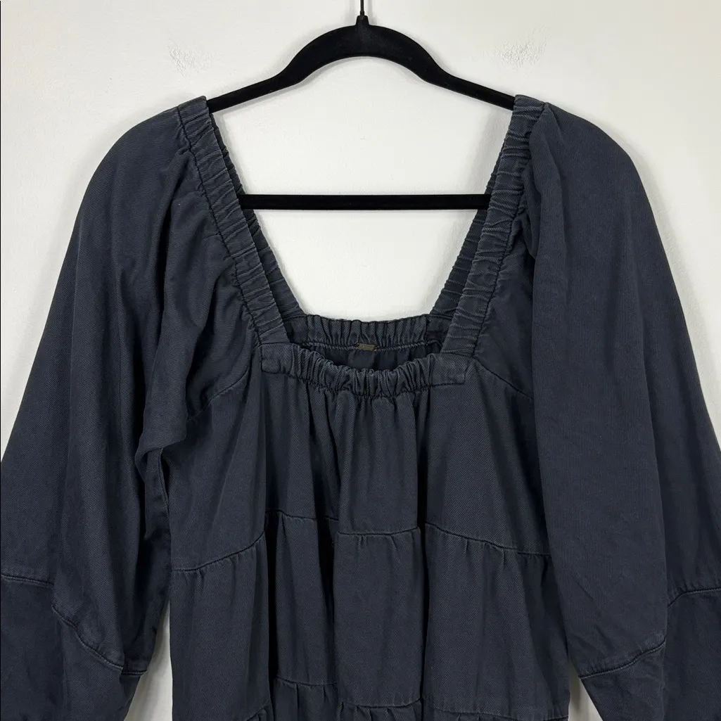Free People Lou Jean Babydoll Dress Long Sleeve Women’s Size Small Dark Gray - Image 3