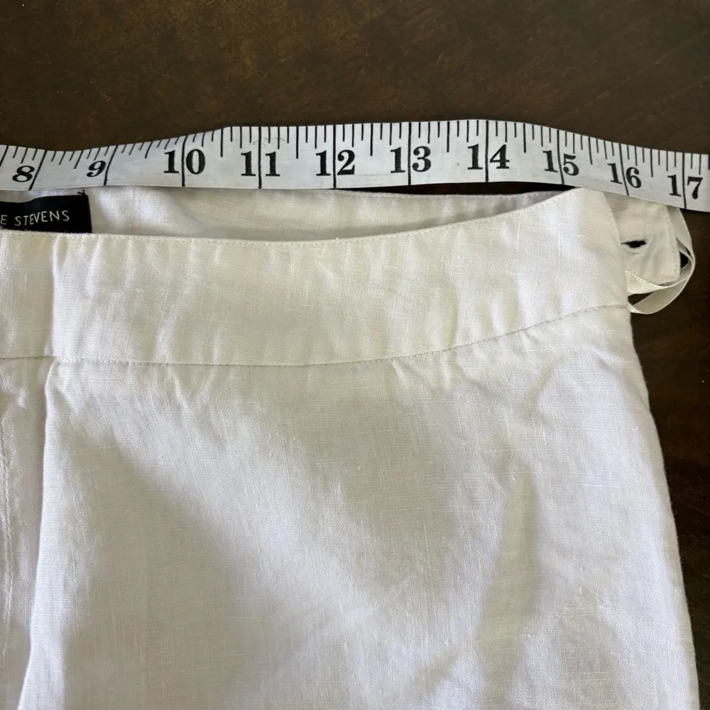 Lagenlook Linen White Trousers Pants Cropped Wide Leg Straight Womens 8 Coastal - Image 7