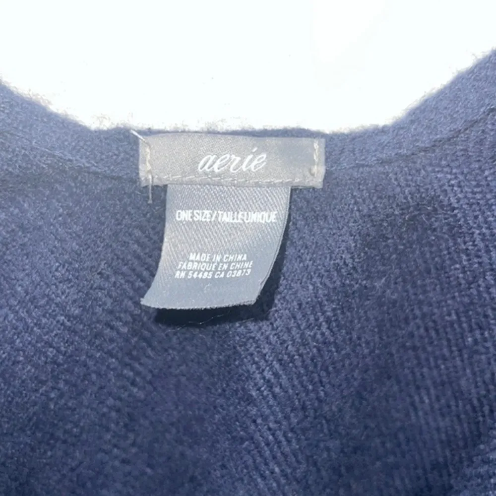 Aerie One Size Cotton Poncho Shawl Blue Red White Stripe Fringe Guaze Clip Boho. - Image 21