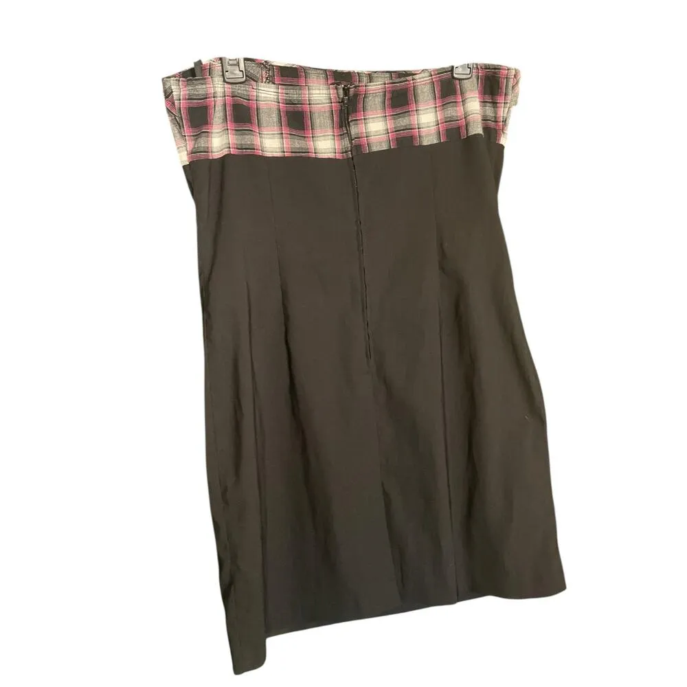 Vintage/Y2K Strapless Plaid/Black Dress by Taboo Size XL - Image 3