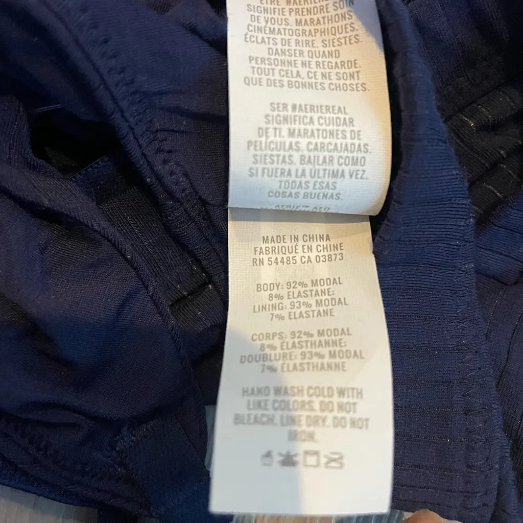 Aerie Navy Blue Modal Ribbed Soft Triangle Ribbed Bralette size Small - Image 6