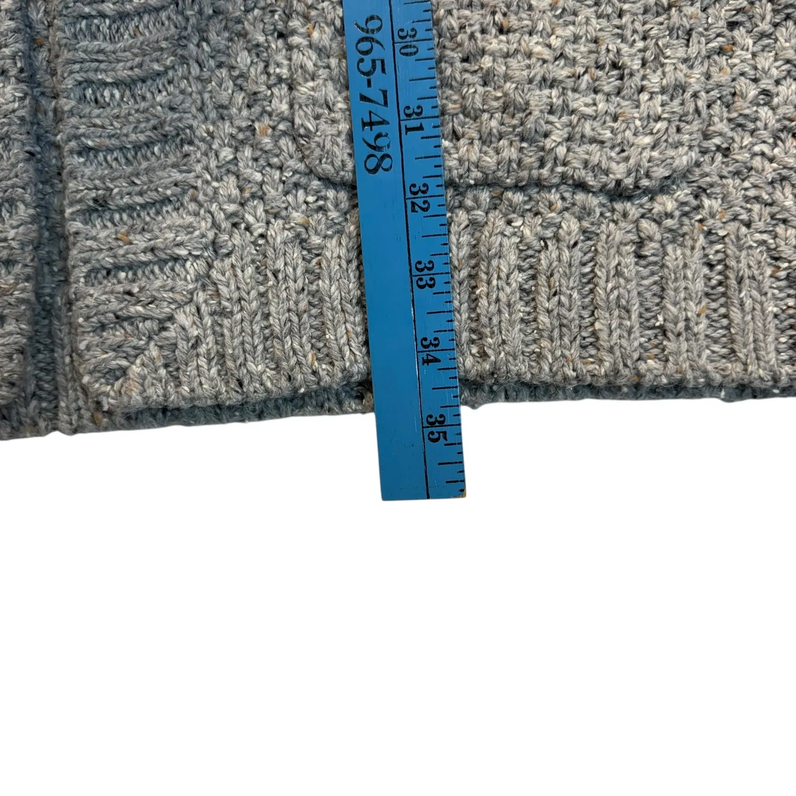 ORVIS Womens Gray Knit Faux Fur Collar Long Vest Cardigan Cottagecore  M - Image 8