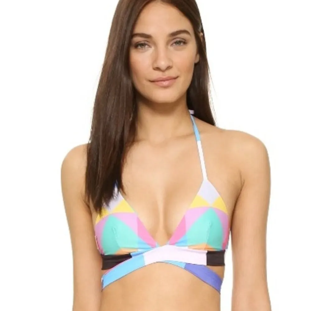 Mara Hoffman Diamond Wrap Bikini‎ Top in Aqua Size XS - Image 7