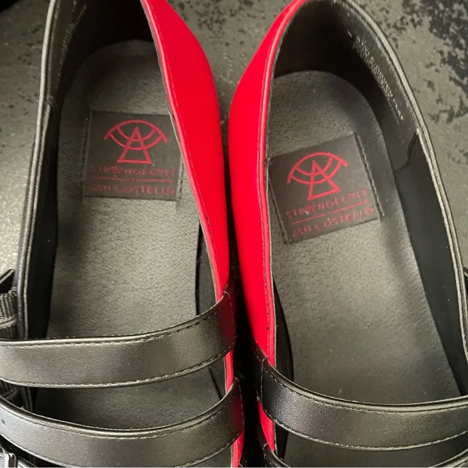 Strange Cvlt Coven flats in split black/red harlequin - Image 6