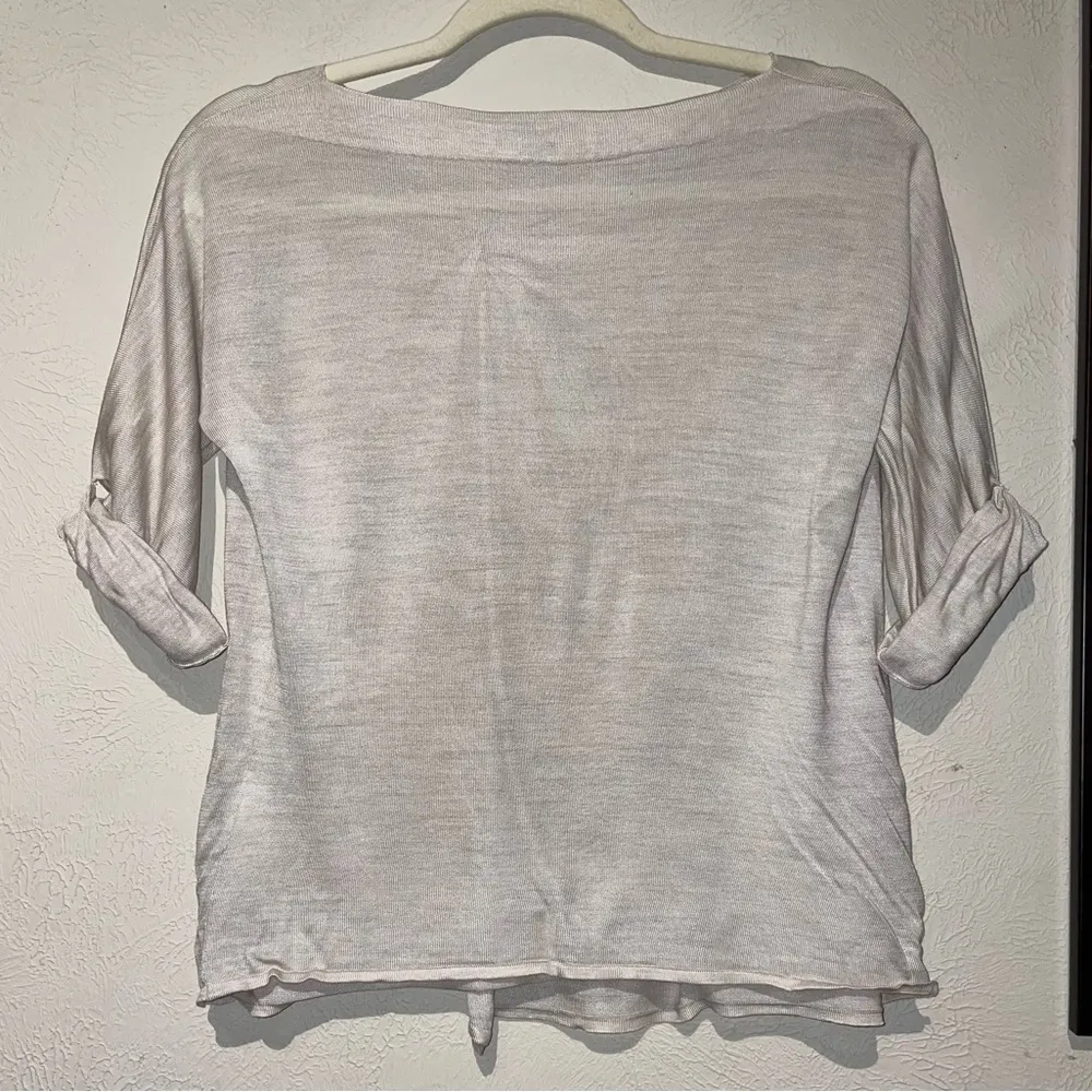 MaxMara Pura Seta Women’s Silk Wrap Style Overlay Blouse Oatmeal Color Size S - Image 2