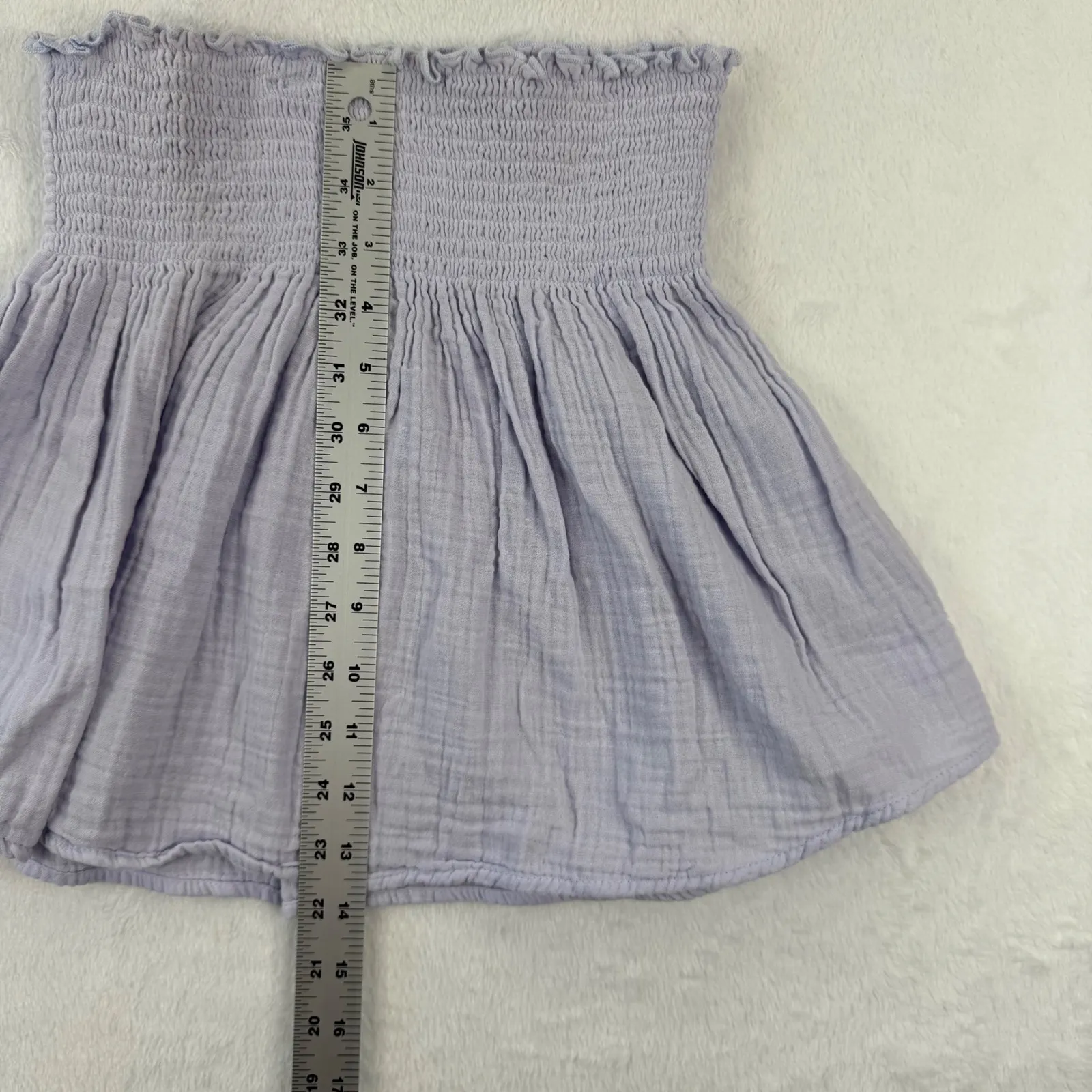 STARK Smocked Mini Skirt Women's Size Small Lavender Purple Cotton Blend‎ Gauze - Image 3