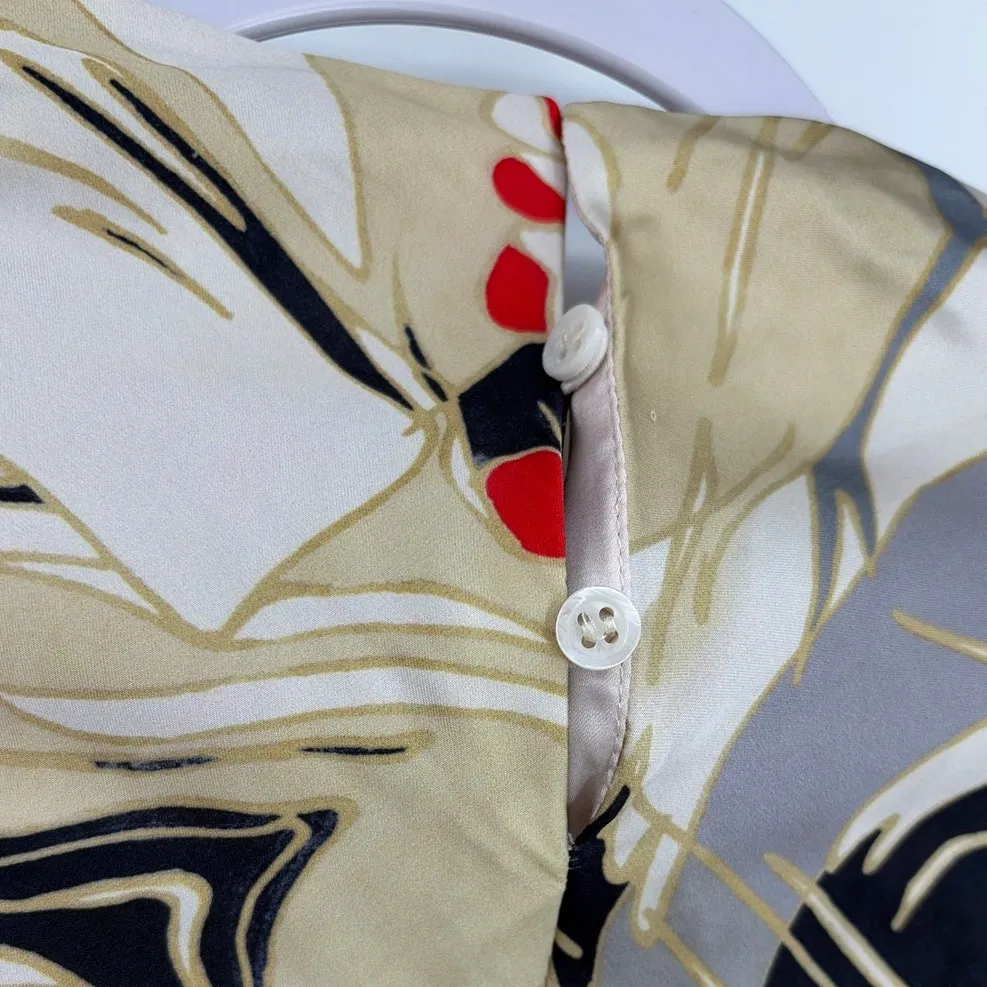 Zara Abstract Midi Dress Sz XS Modern Artsy Satiny High Neck Modern Minimalist - Image 7