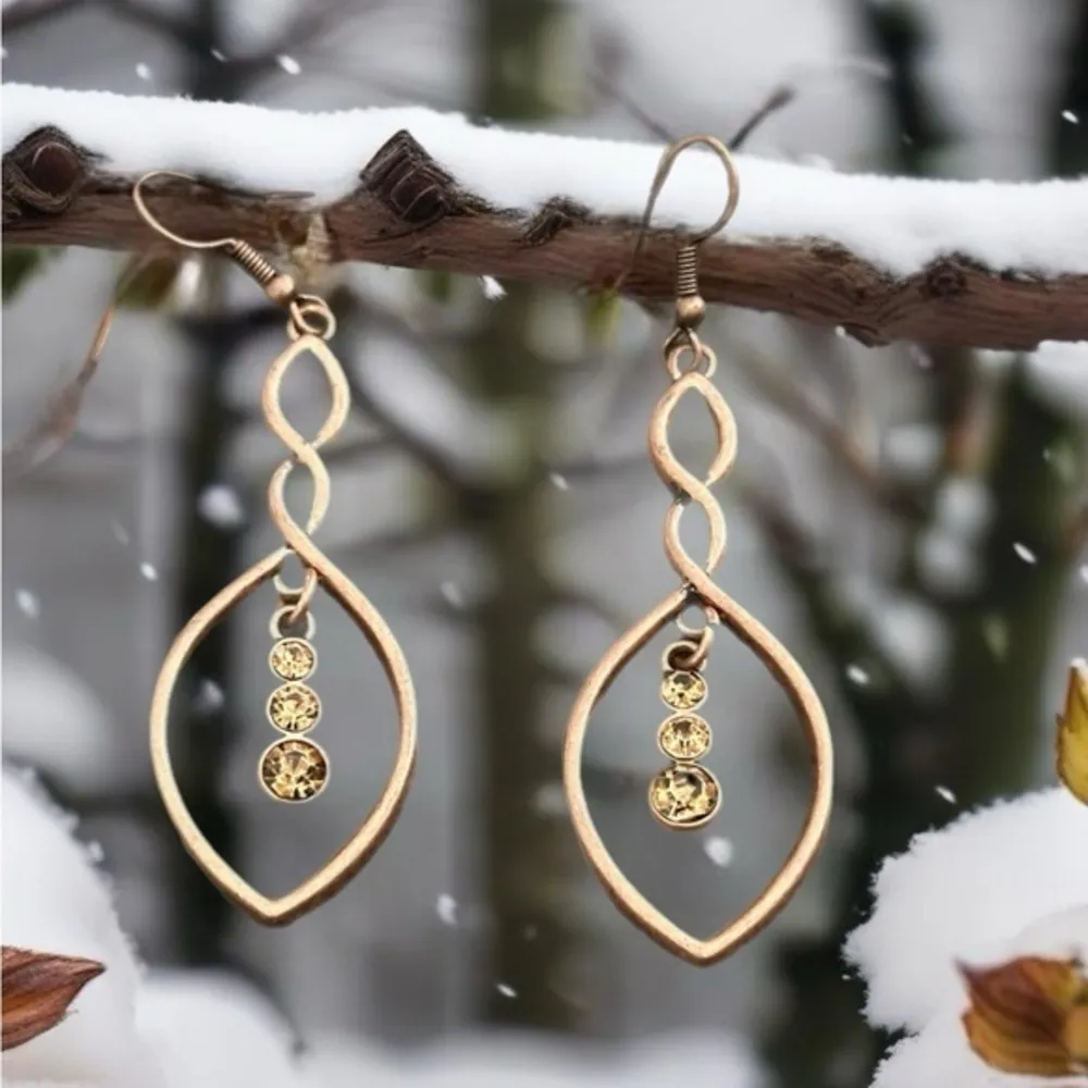 Copper Twisted Dangle Earrings NET Brown - Image 2