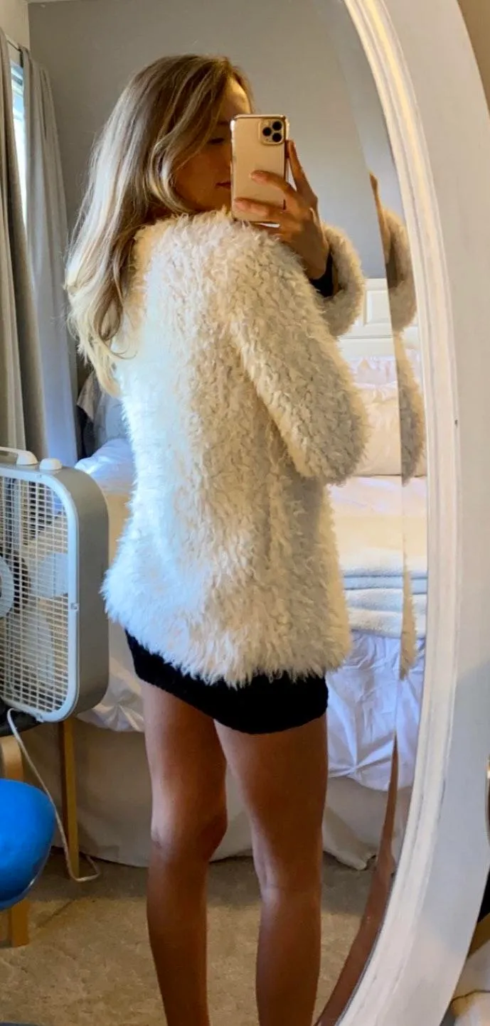 Forever 21 Fuzzy White Coat - Image 2