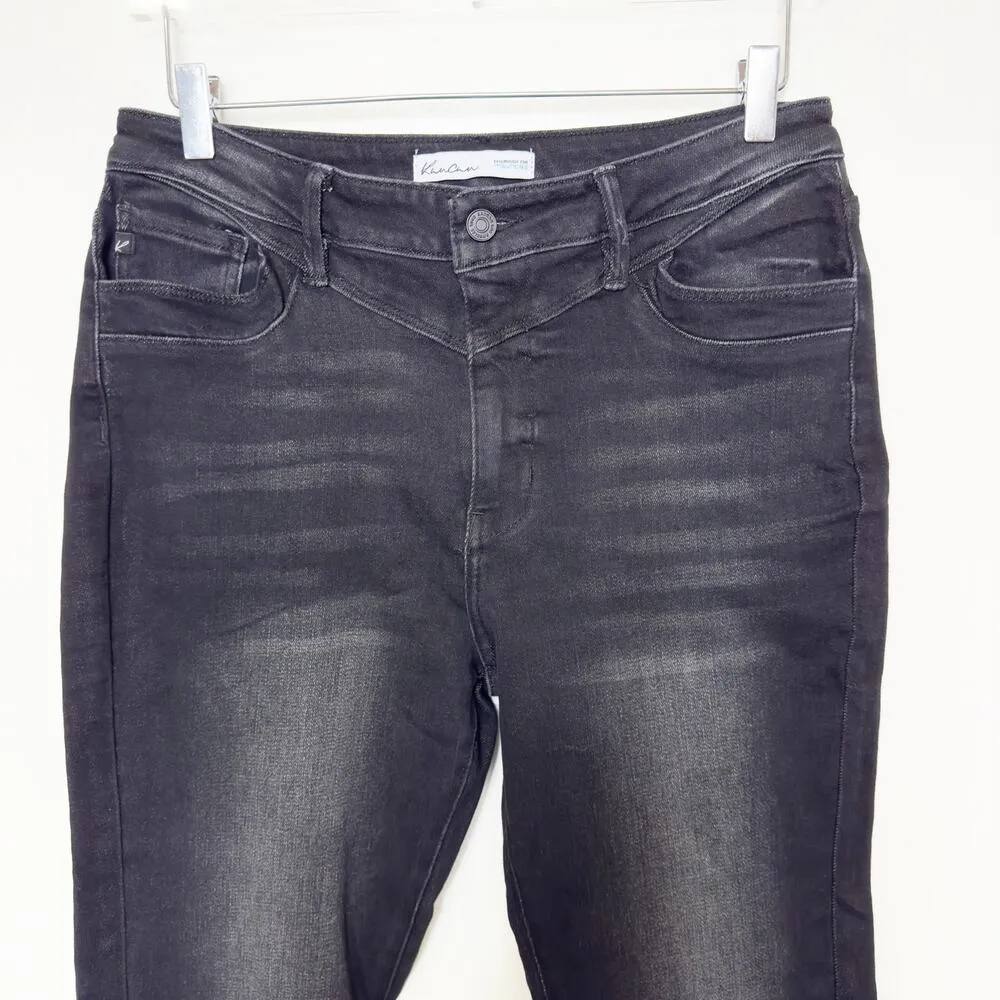 KanCan Maurices High Rise Black Wash Frayed Hem Bootcut Jean 30 - Image 2