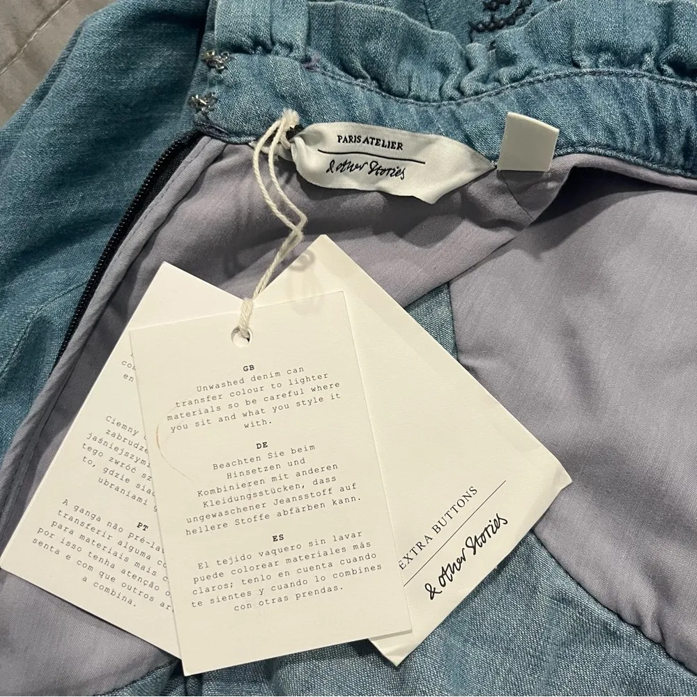 NWT & OTHER STORIES Blue Frill Denim Long Sleeve Turtleneck Dress Size 8 - Image 11