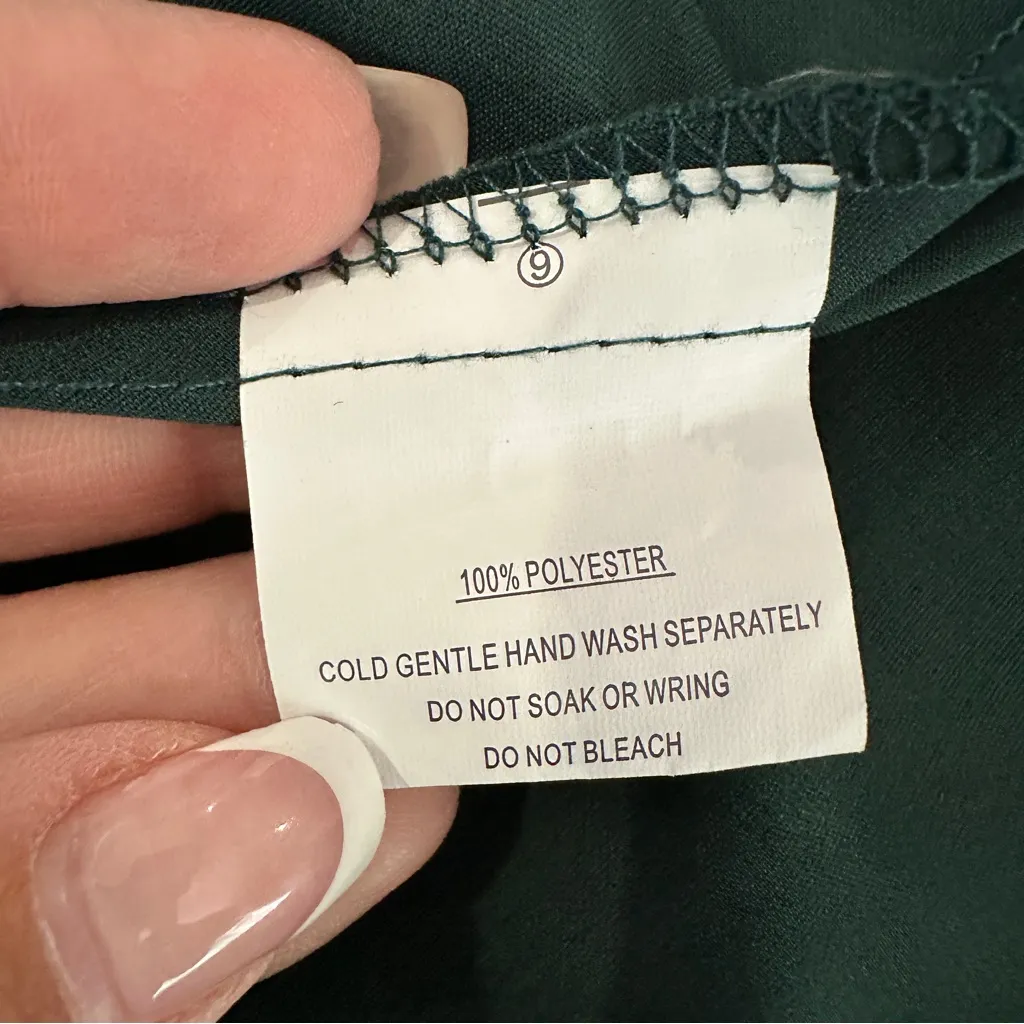 Emerald Green Ruffle Tiered Mini Dress Long Sleeve Cutout Size M - Image 15