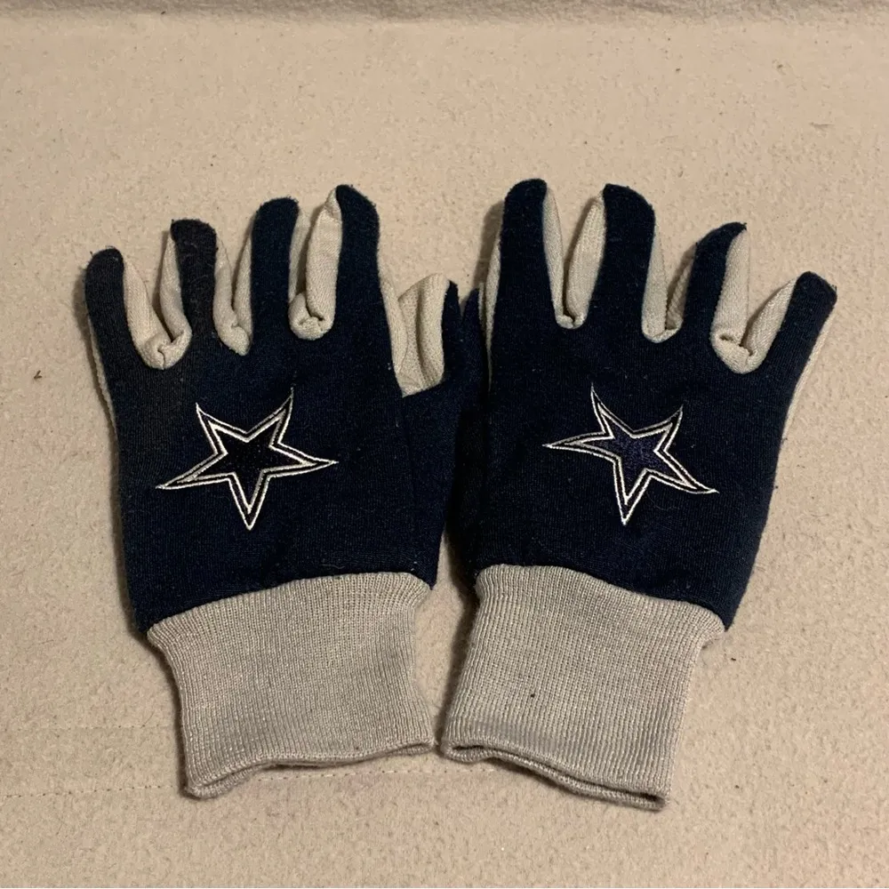 Dallas Cowboys Utility Gloves Dark Blue and Gray Size Fits Most Team Logo - Image 2