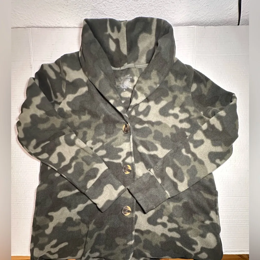 Cuddl‎ Duds Fleecewear Women’s Size M Bonded Sherpa Snap Front Jacket Olive Camo - Image 4