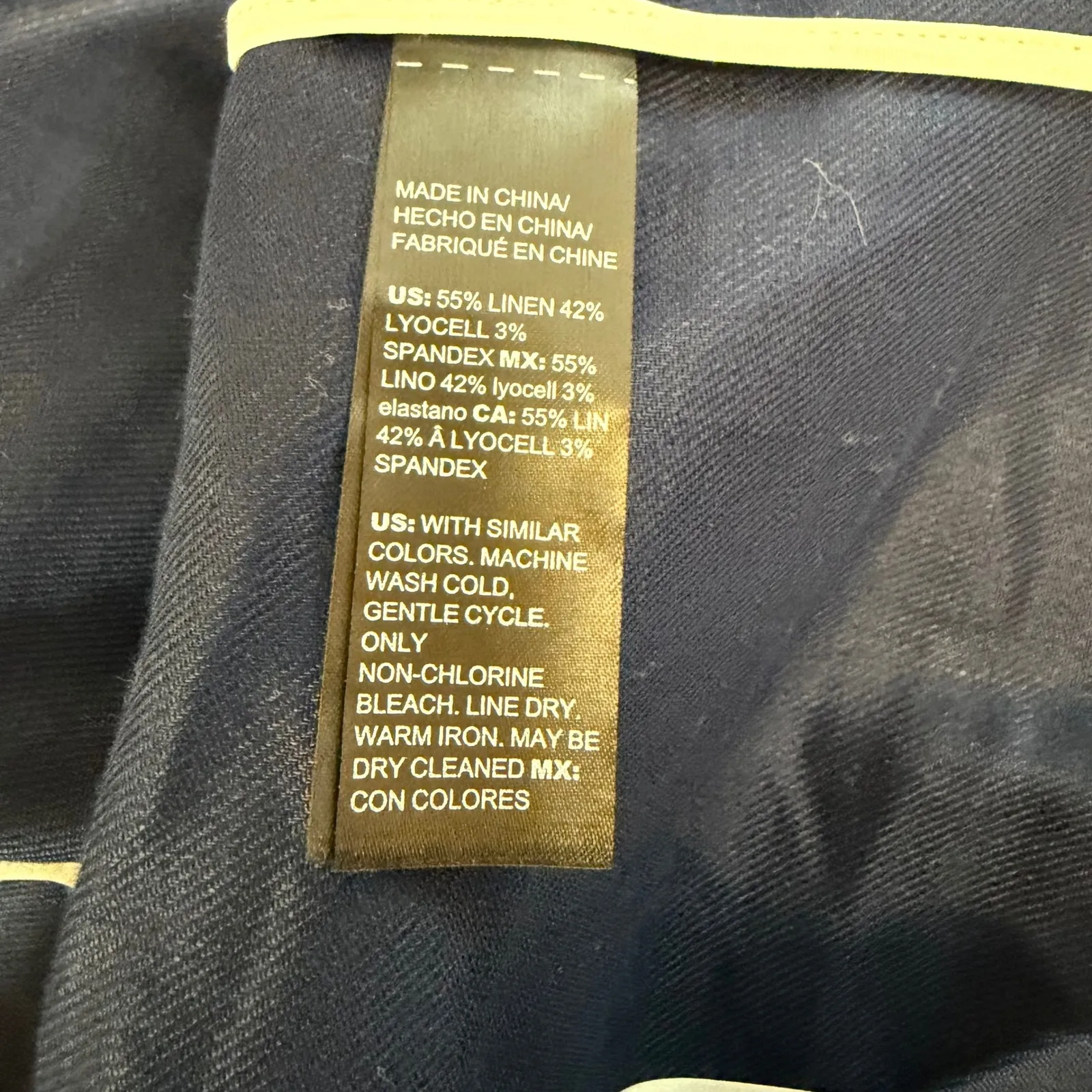 White House Black Market Double Breasted‎ Navy Linen Blend Blazer Size 6 - Image 7