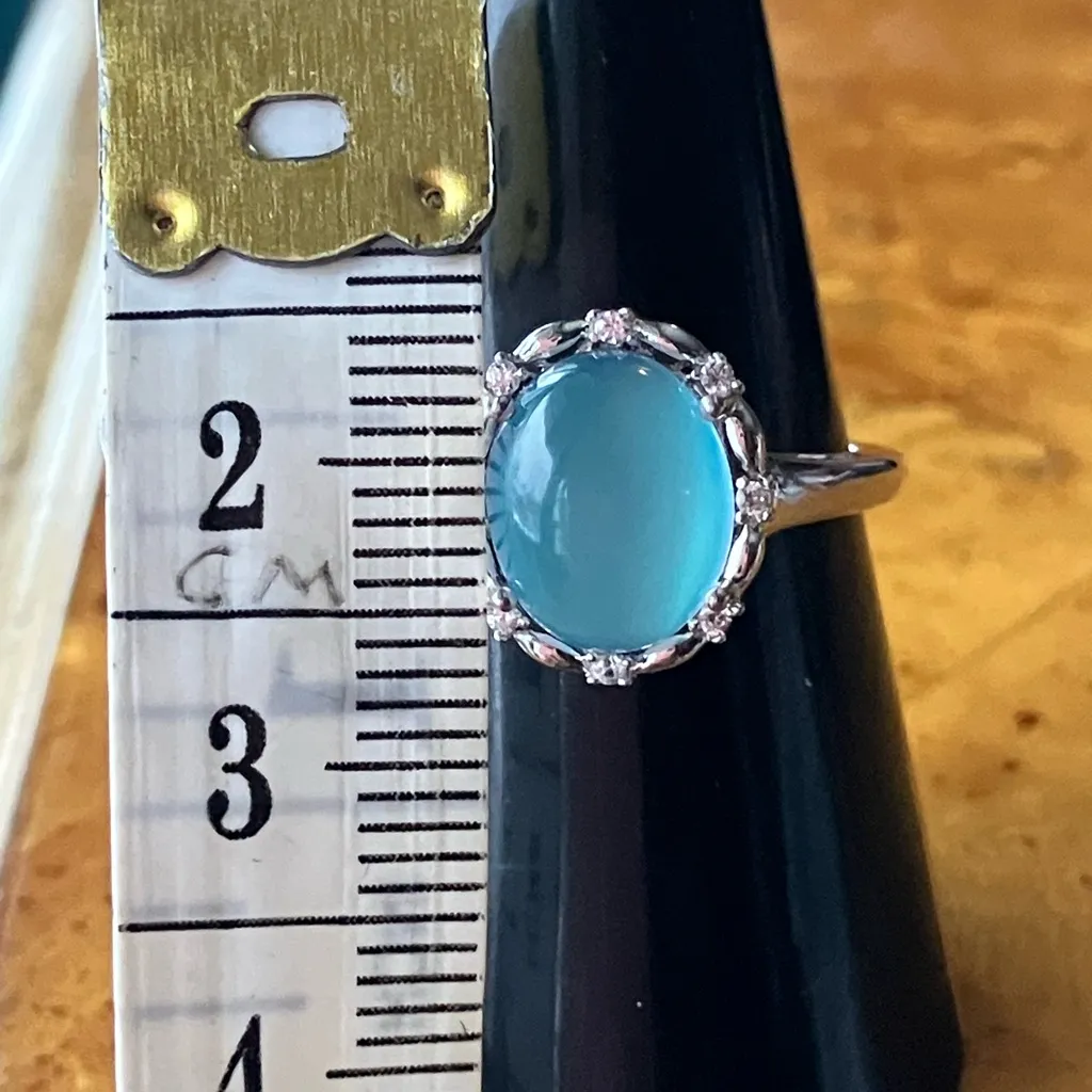Aurora Moonstone Sterling Silver Ring Size 7 - Image 7