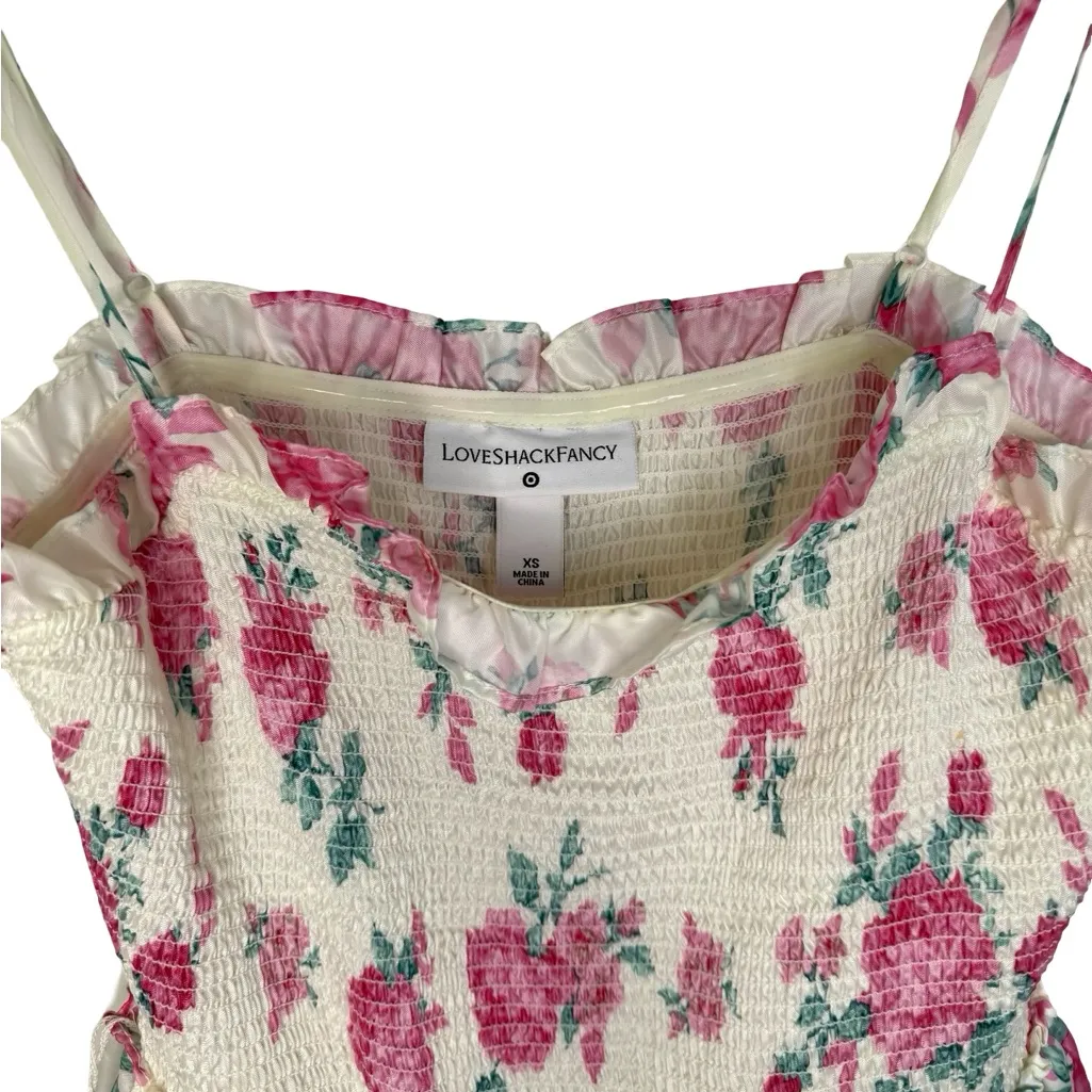 LoveShackFancy x Target Elise Floral Tiered Midi Dress Limited XS Pink White - Image 8