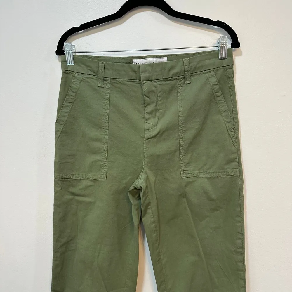 Frank & Eileen Blackstone Pants Army Green Straight Cotton Raw Hem NWT $328 sz 6 - Image 4