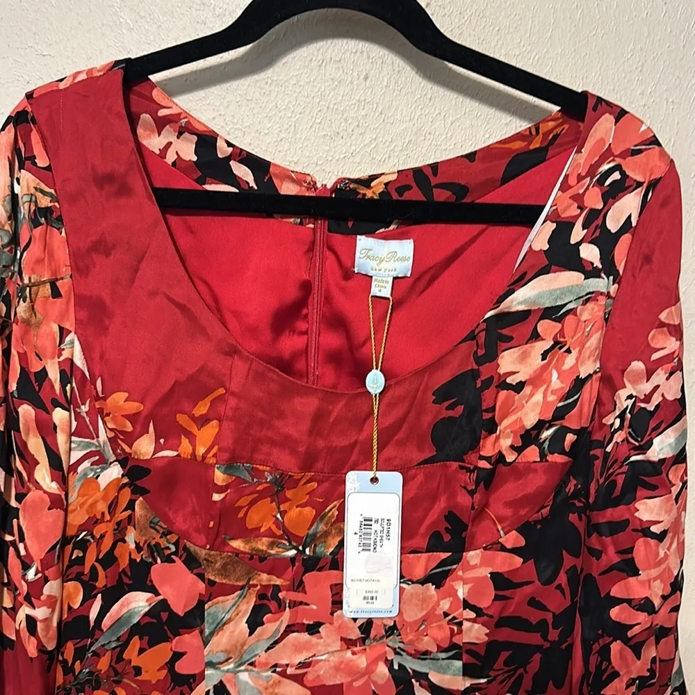 Tracy Reese Red Floral Silk Blend‎ Sculpted Sheath Dress Size 4 NWT - Image 3