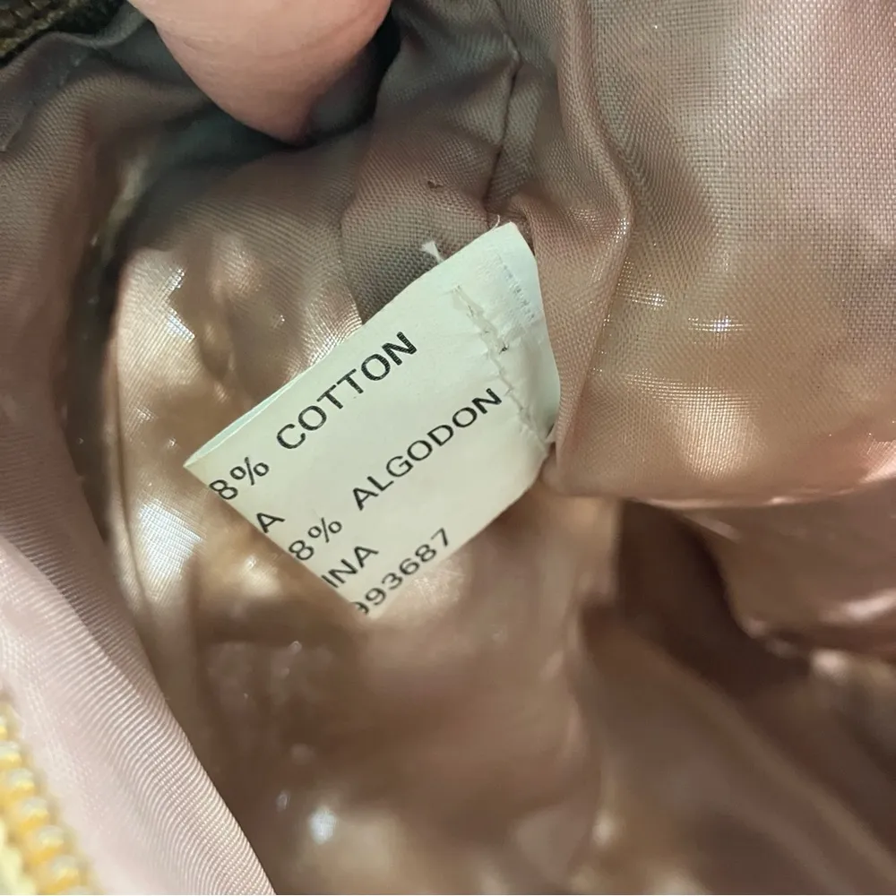 Woven Tan Crochet Floral Olefin Cotton Summer Shoulder Bag Purse - Image 4