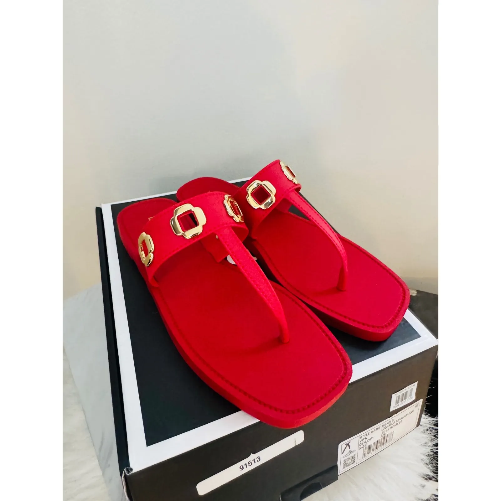 Larroudé Milan‎ Slide Cushioned Sandal (Women), Scarlett Red, Size 8/9, NWT - Image 10