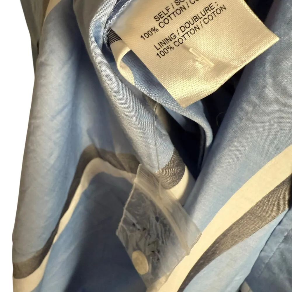 Tanya Taylor Azaria Blue Stripe Puff Sleeve Handkerchief Button Up Shirt Dress 4 - Image 14