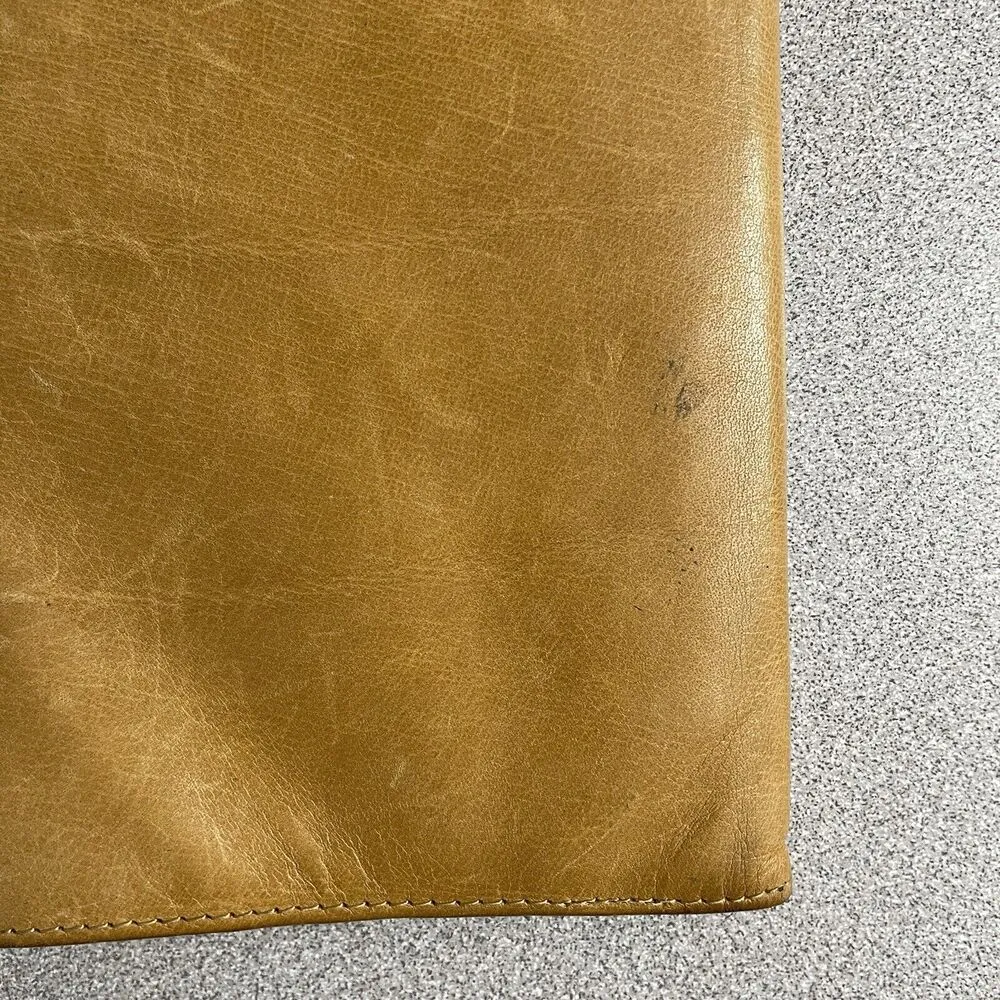 DeCoro Leather Wallet Tan Womens Embossed Snap Card Case Travel Organizer 9x4.75 - Image 5