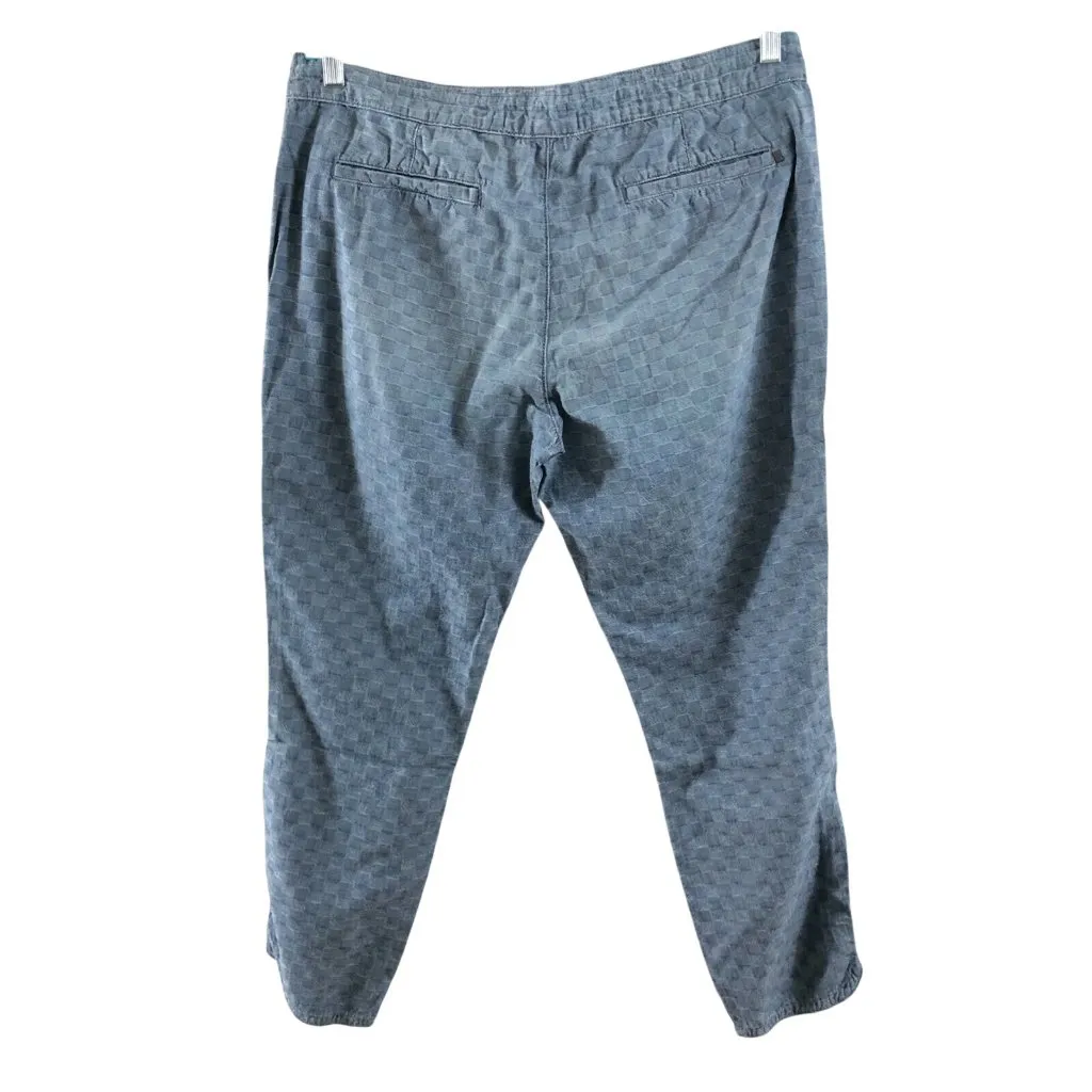 Genetic Womens Liana Drawstring Crop Pants Cotton Lightweight Geometric Blue 32 - Image 2