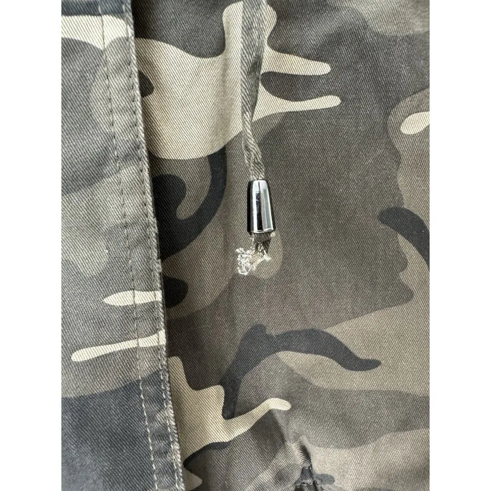 Madden Girl Green Camo Faux Fur Hooded Full Zip Winter Coat Juniors Size Large - Image 8