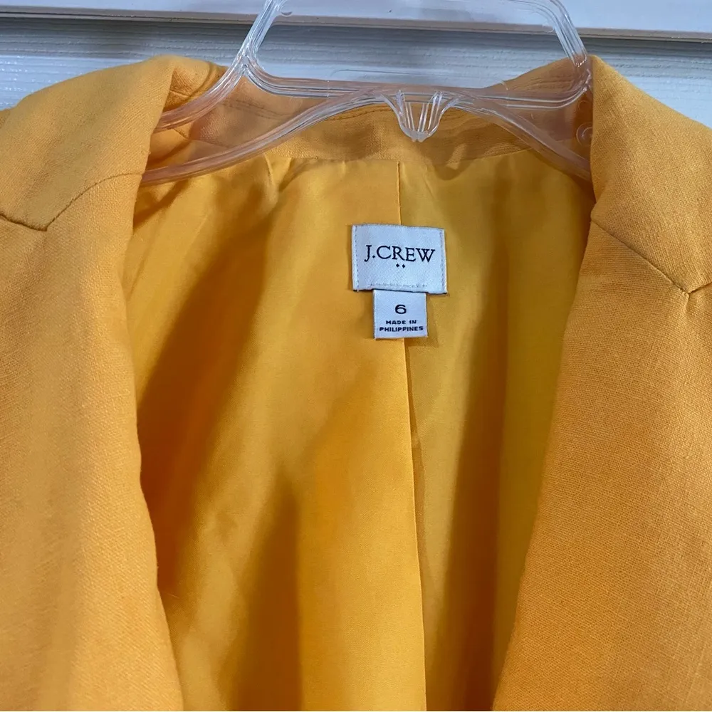 J. CREW Factory Women's size 6 Marigold Linen Cotton Blend Holland Blazer Jacket - Image 4